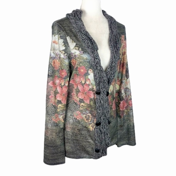 Etoile du Monde Sweaters - Etoile de Monde silver floral cardigan